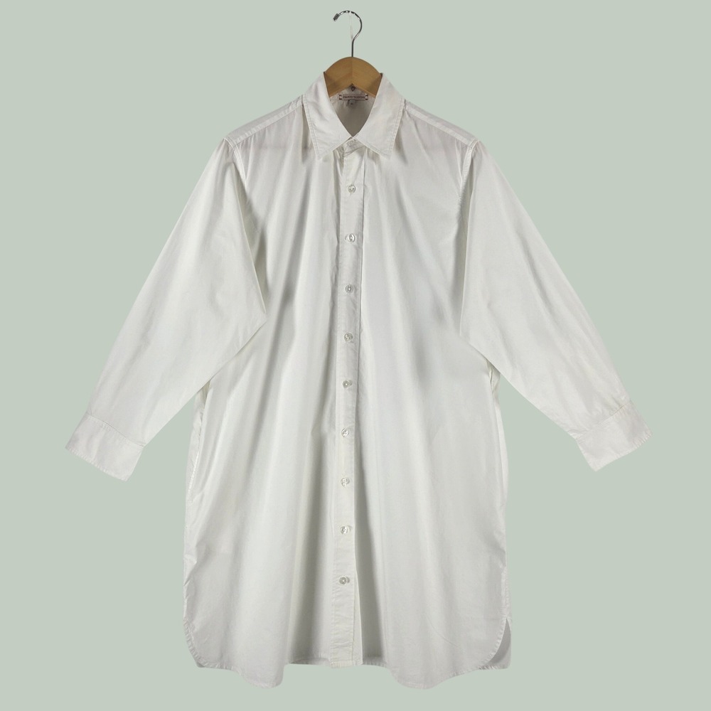 Frances Valentine White Cotton Poplin Button Down Shirt Dress XO Cuff XL